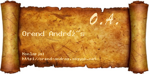 Orend András névjegykártya